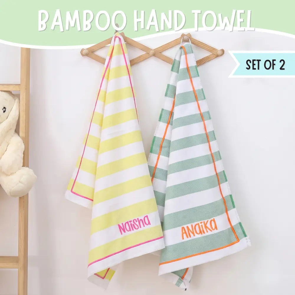 Yellow Green Set of 2 Bamboo Hand Towel