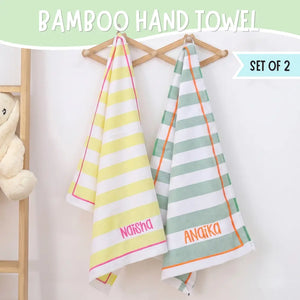 Yellow Green Set of 2 Bamboo Hand Towel