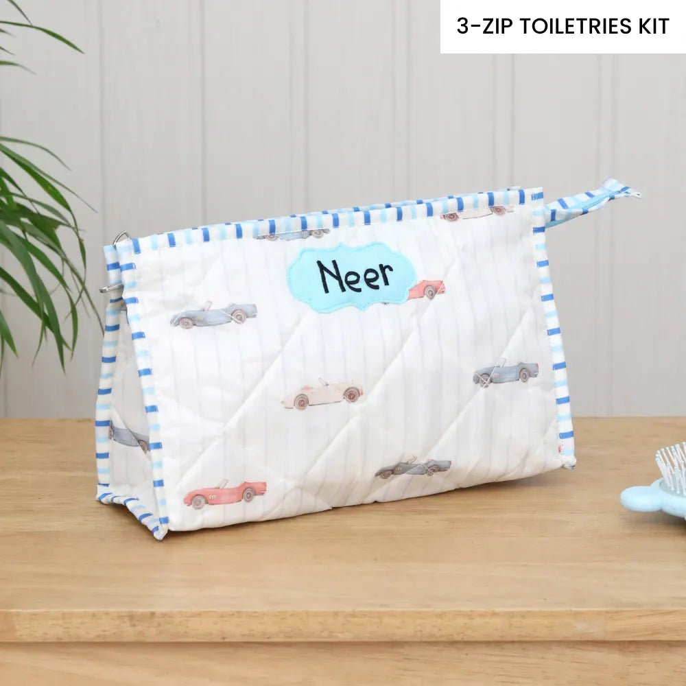 3-Zip Toiletries Kit - Roadster Print