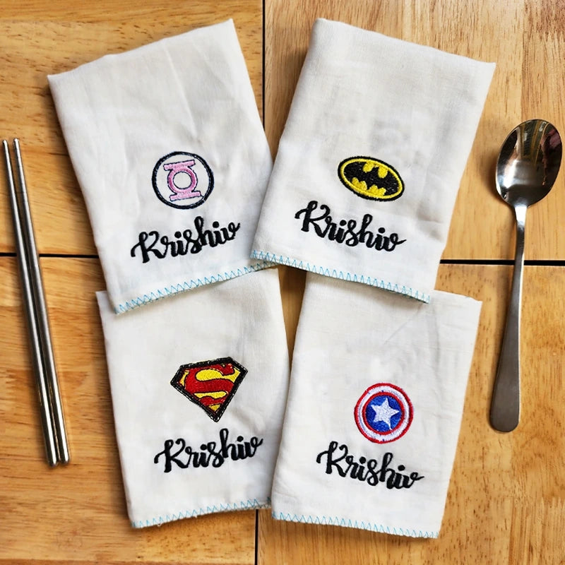 Four Superhero Logo Malmal Napkins Set