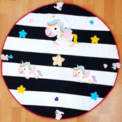 Black White Unicorn Quilted Play Mat