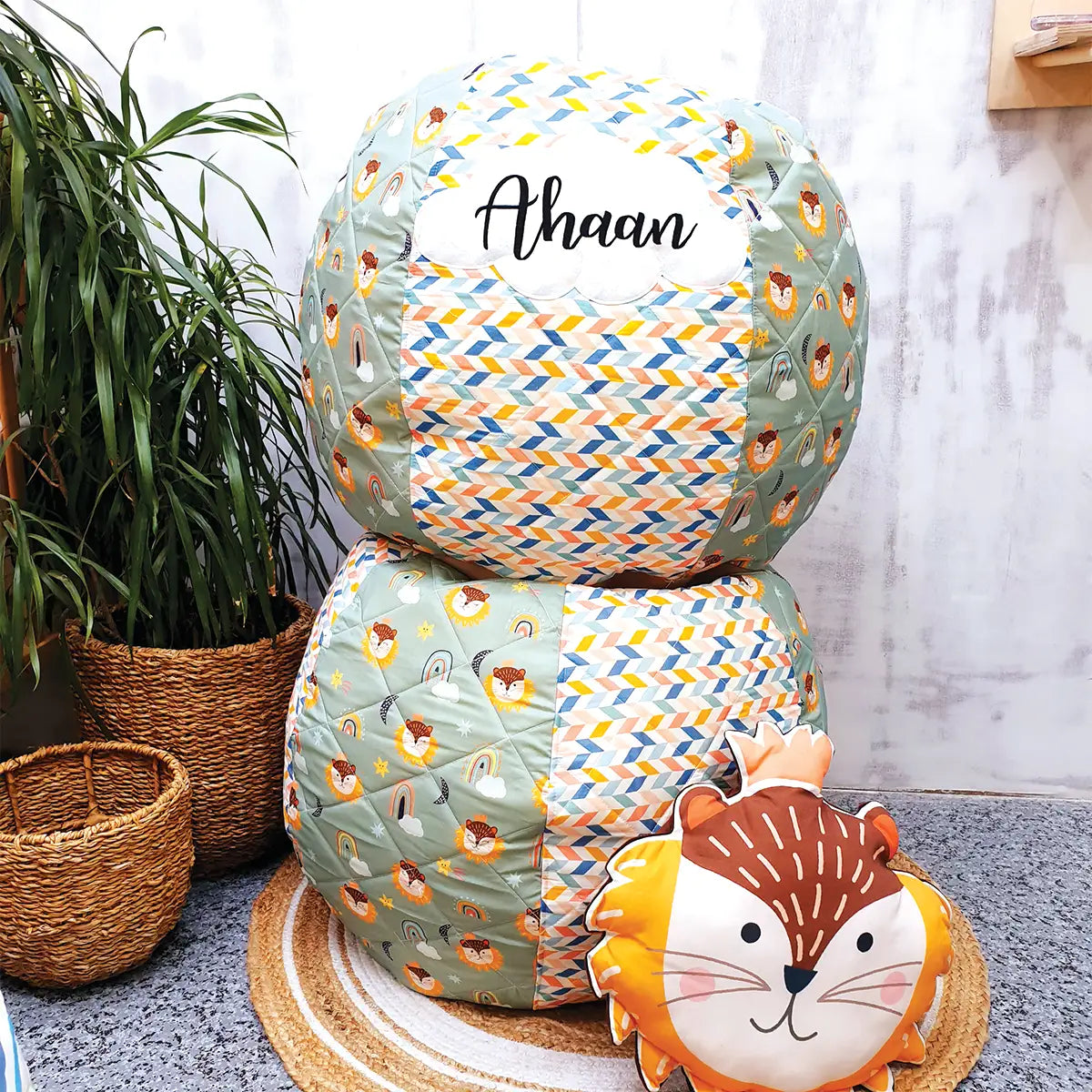 Fancy Lion Quilted Bean Bag