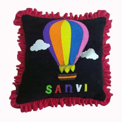 Hot Air Balloon Black Cushion