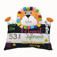 Birth Details B&W Lion Cushion