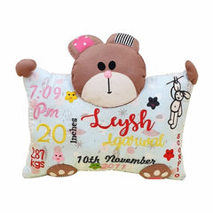 Birth Details Blue Bear Cushion