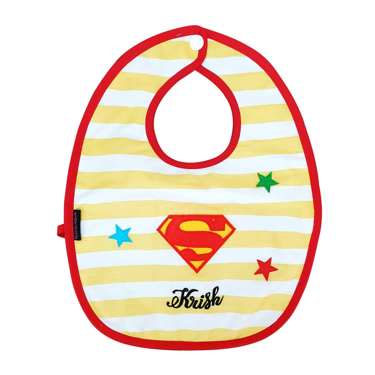 Yellow Stripes Superman Bib