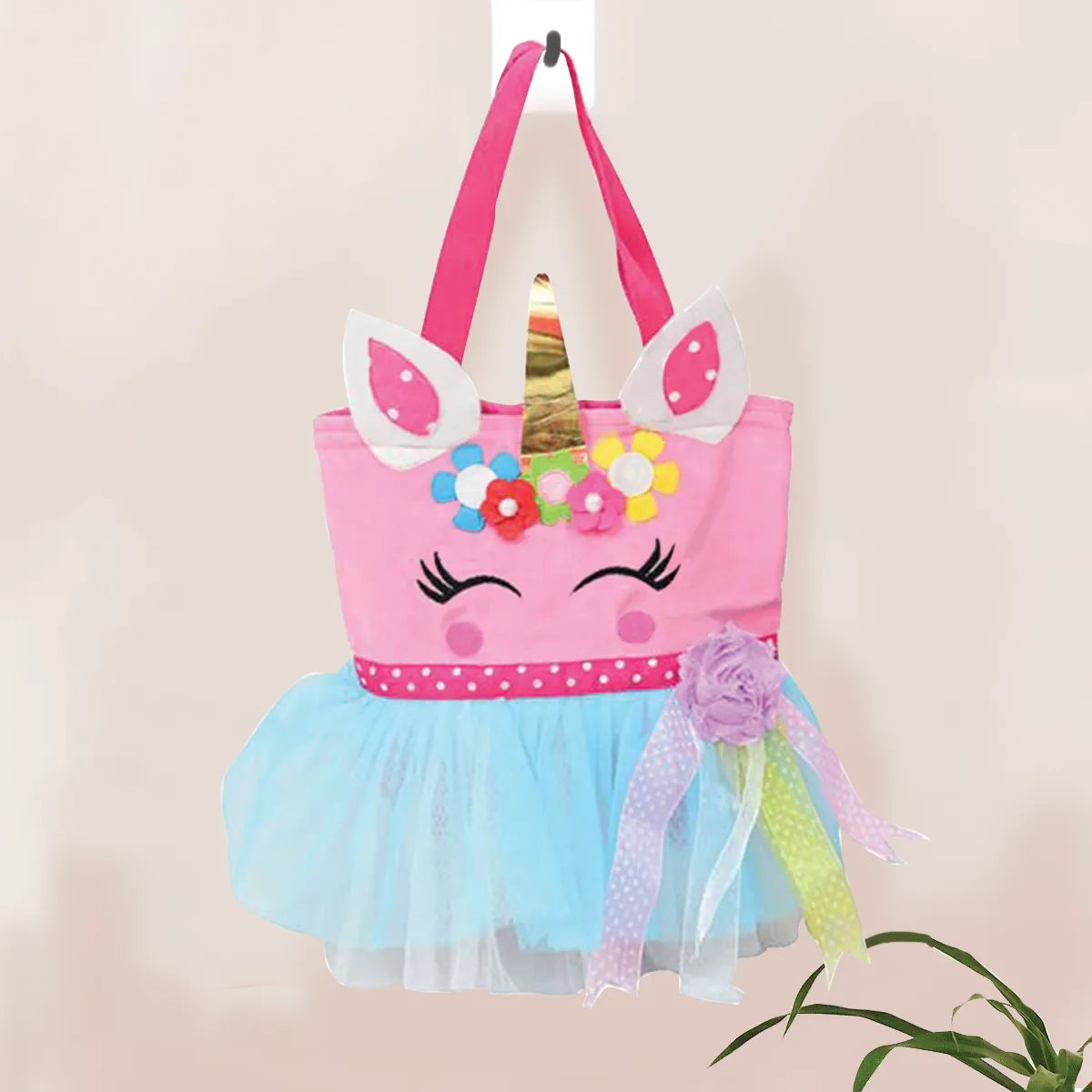 Pink Blue Unicorn Tutu Bag- Front View