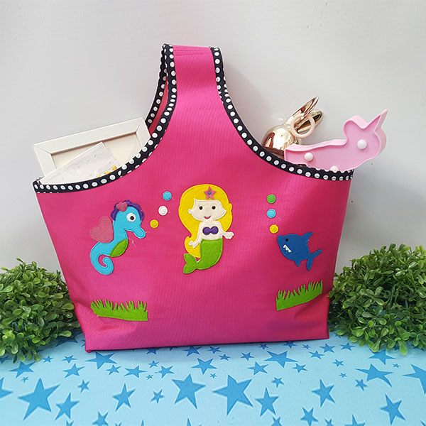 Mermaid Sea Animals Pink Sundries Bag - Front View