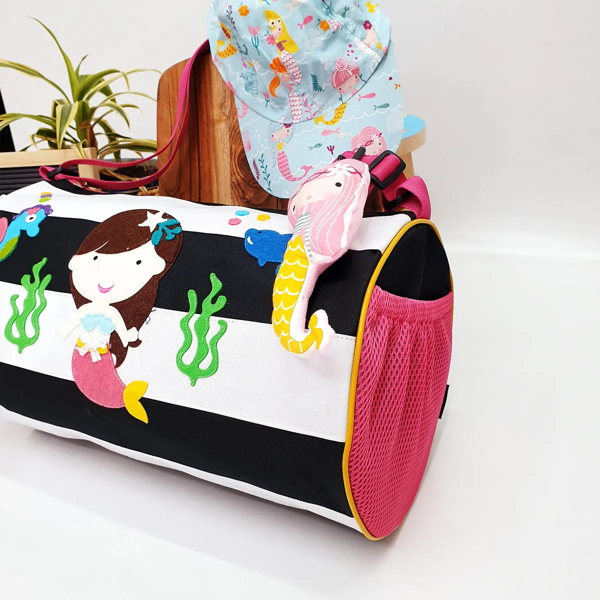 Black White Mermaid Duffle Bag