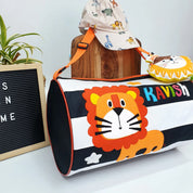 Black White Big Lion Duffle Bag