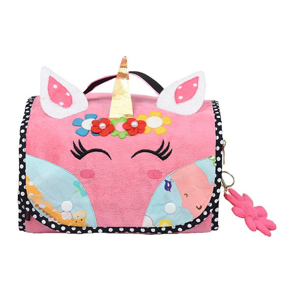 Unicorn Light Pink Pouch Set Tote Bag - Close-up of Unicorn Logo on Light Pink Pouch Set Tote Bag