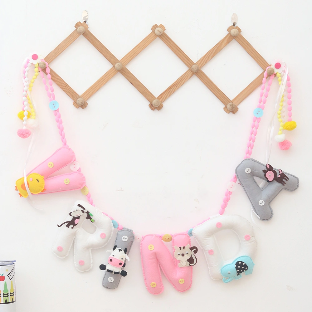Animals Pink Name Bunting