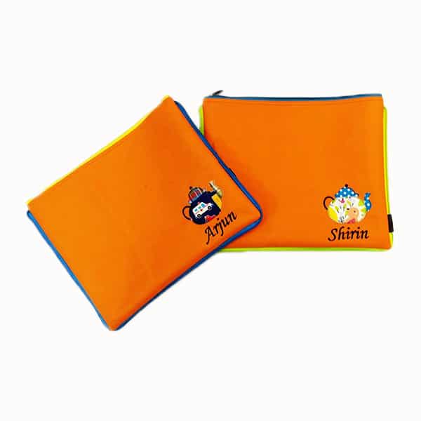 English Tea Cups Orange Zipper Folder