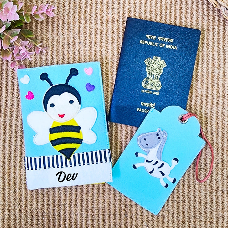 Bee Felt Passport Cover & Luggage Tag