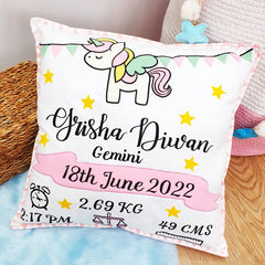 Birth Details Unicorn Cushion