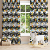 Black White Animals Curtain