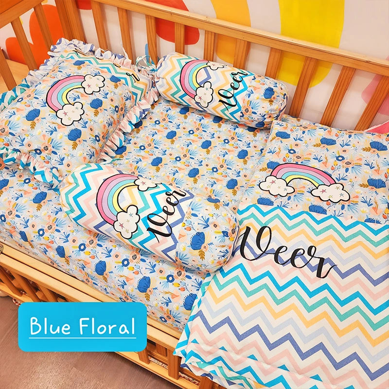 Blue Floral Baby Bedding Items