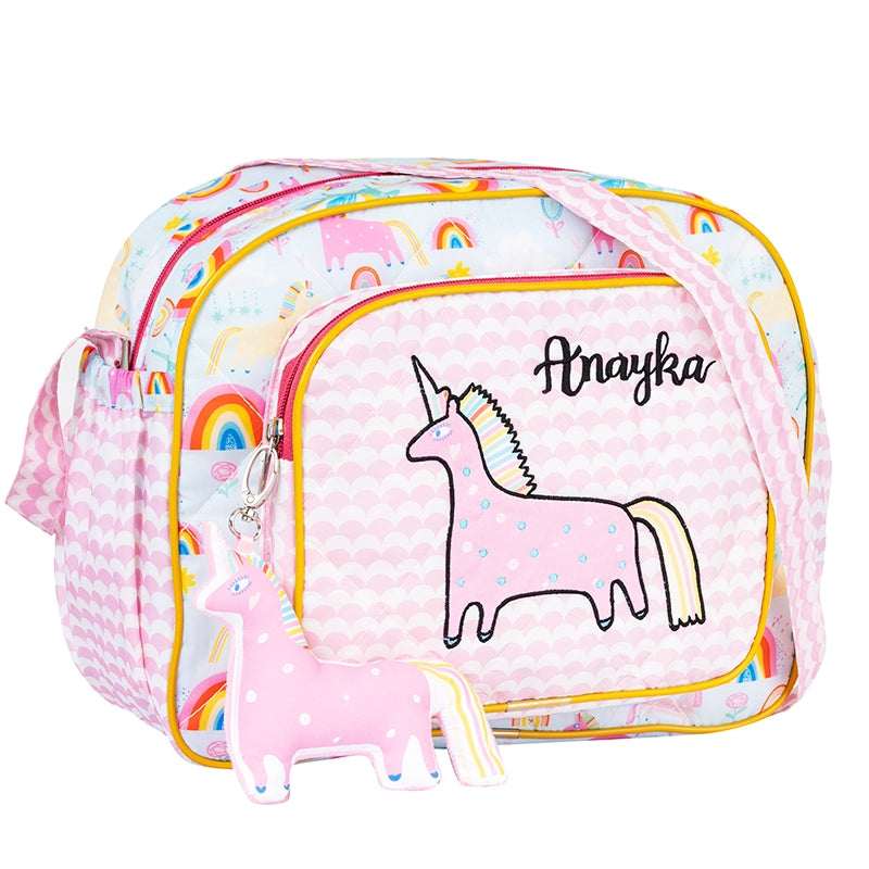 Blue Unicorn Baby Diaper Bag - Site View