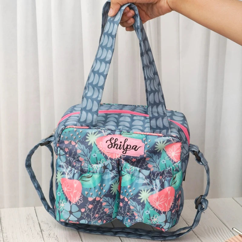 Blue Flower Insulated Tiffin Bag