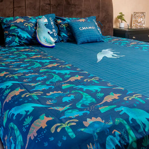 Blue Dino Double Bedsheet (90x108)