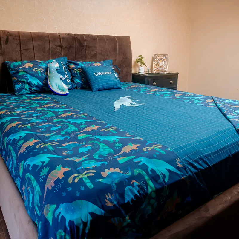 Blue Dino Animals Kids Bedding Items