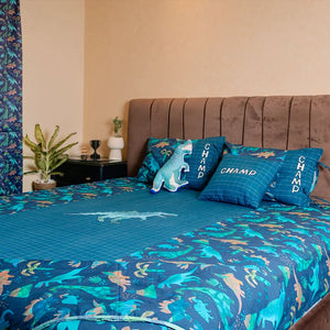 Blue Dino Double Bedsheet (90x108)