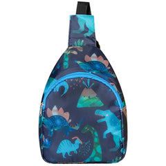 Blue Dino Front Sling Bag