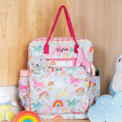 Blue unicorn Diaper Backpack - Close-up of Blue unicorn Logo on Baby Diaper Backpack 3