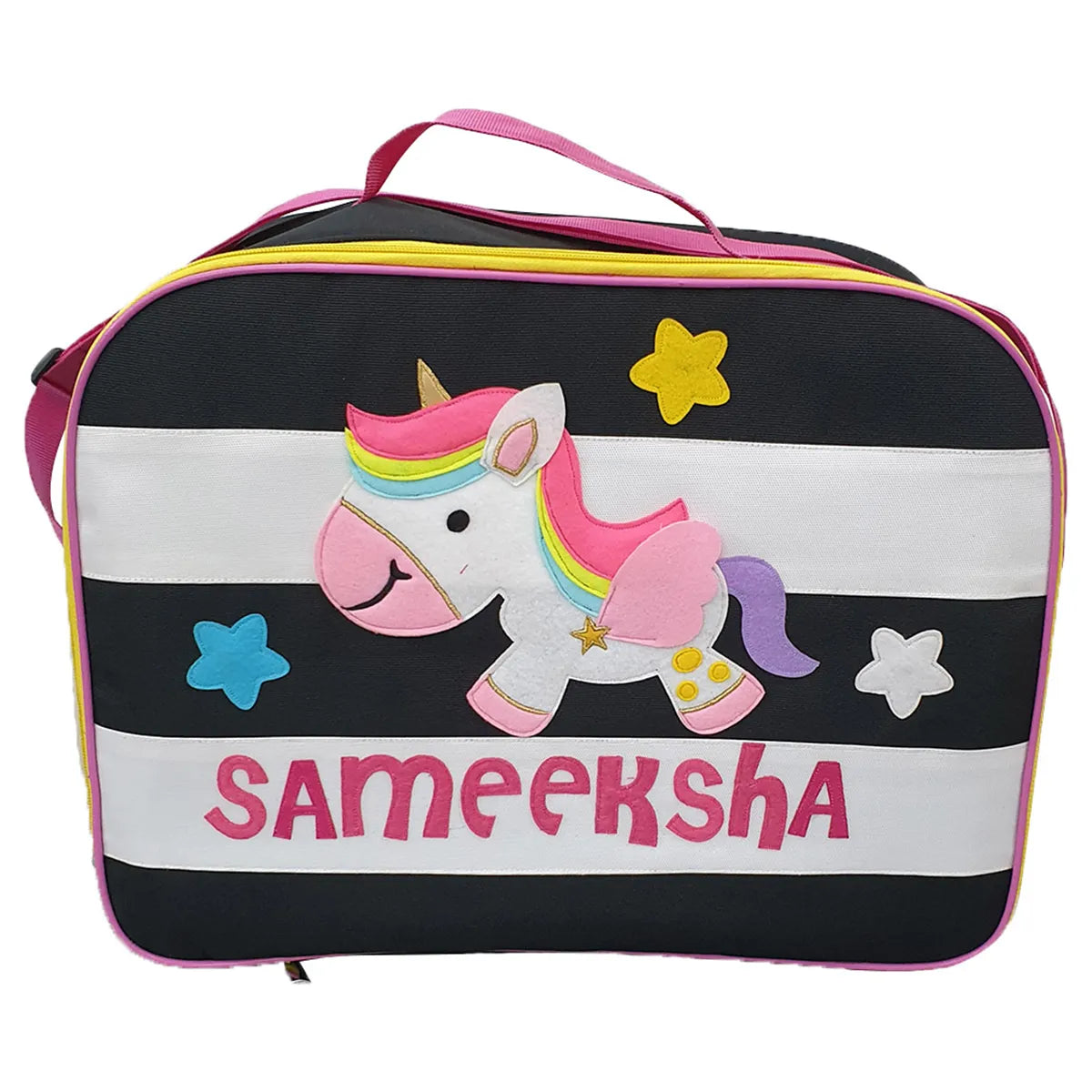 Black White Unicorn Travel Case - Front View