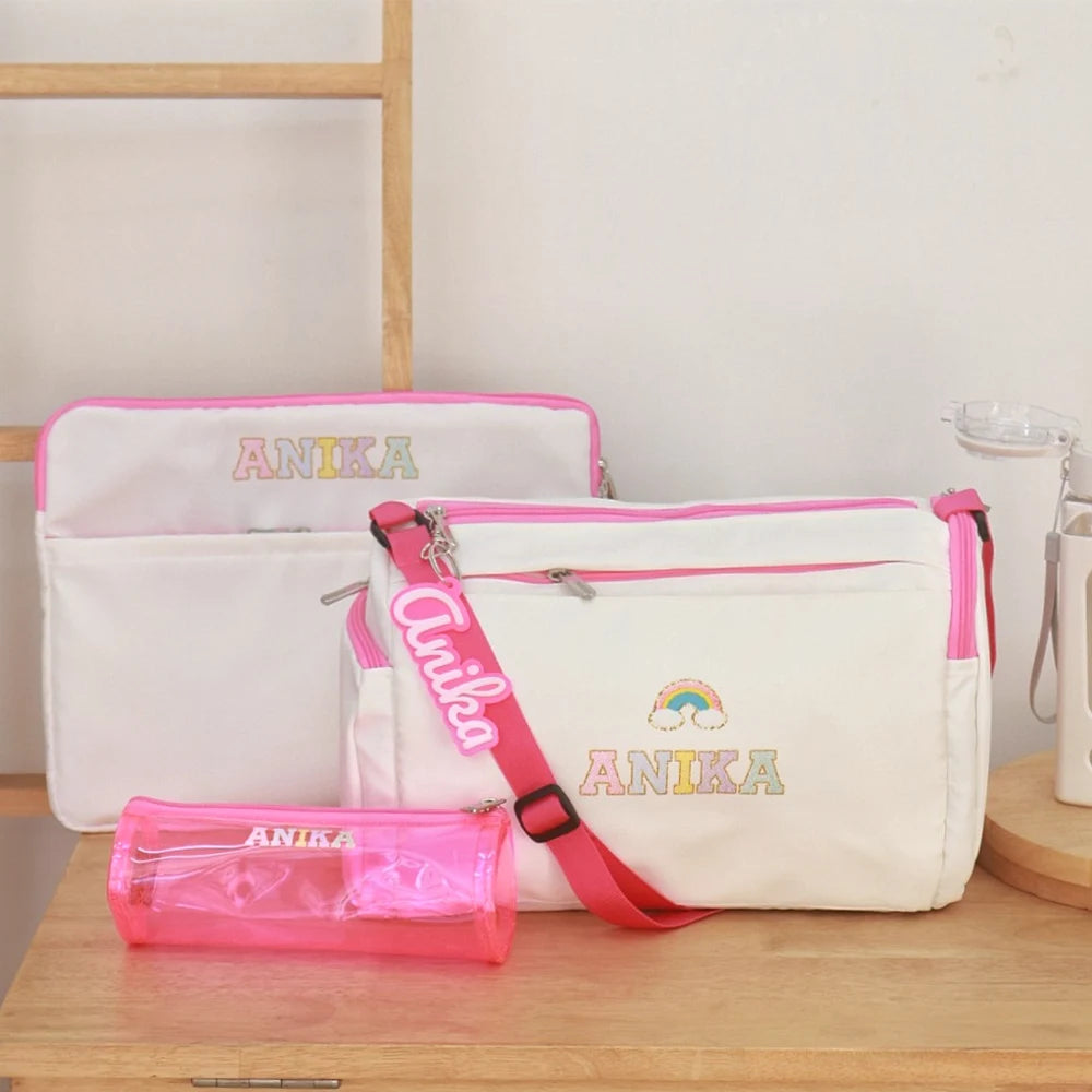 White Pink Sports Duffle Bag