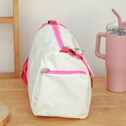 White Pink Sports Duffle Bag