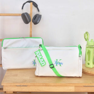 White Green Sports Duffle Bag