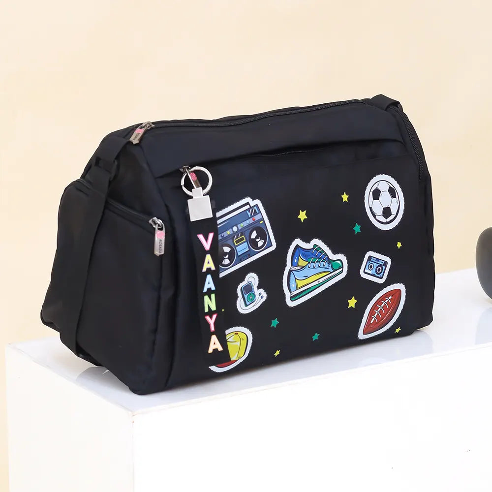 Retro Black Sports Duffle Bag