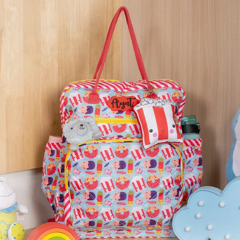 Candy Cane Diaper Backpack - Close-up of Candy Cane Logo on Baby Diaper Backpack