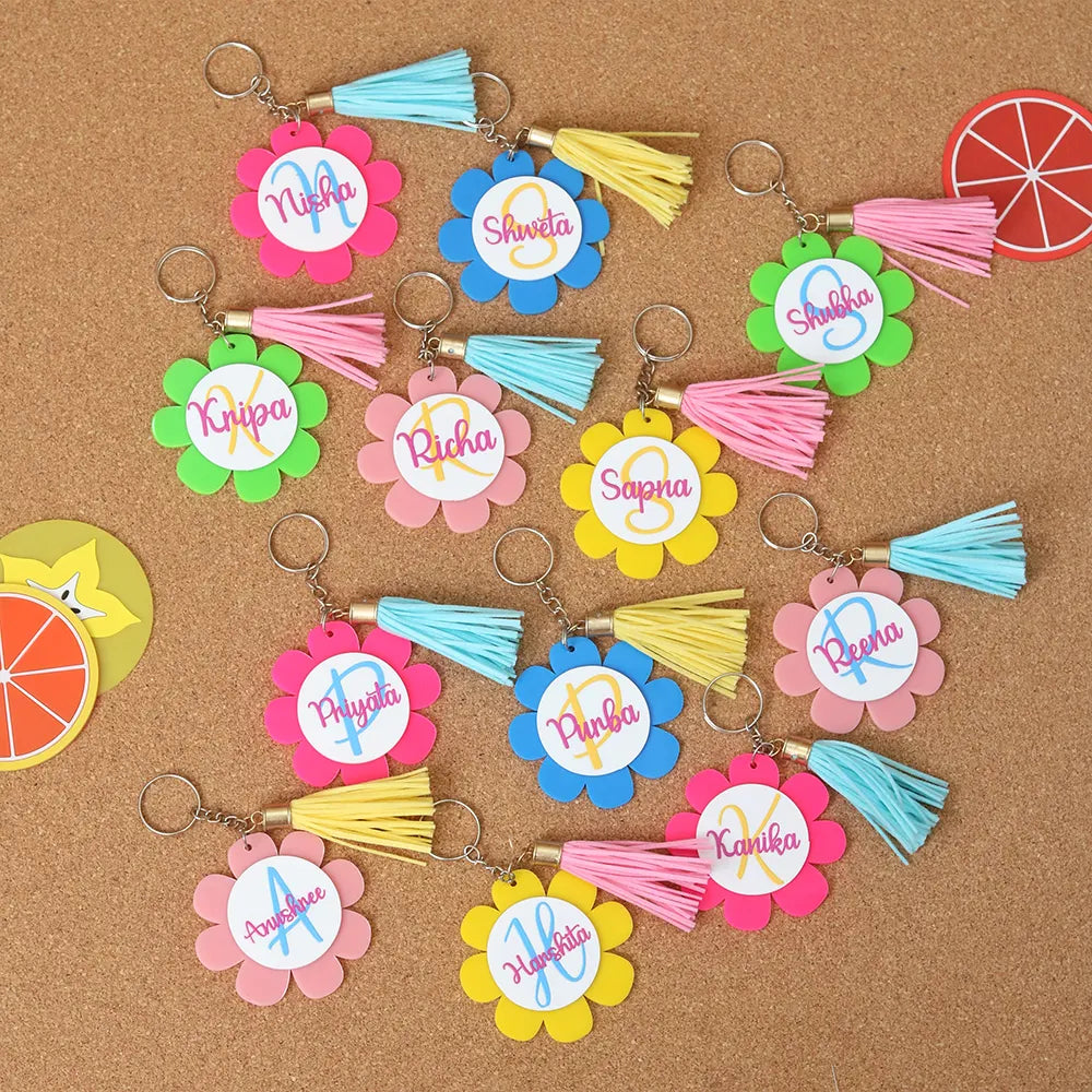 Set of 6 Personalized Flower Keychain