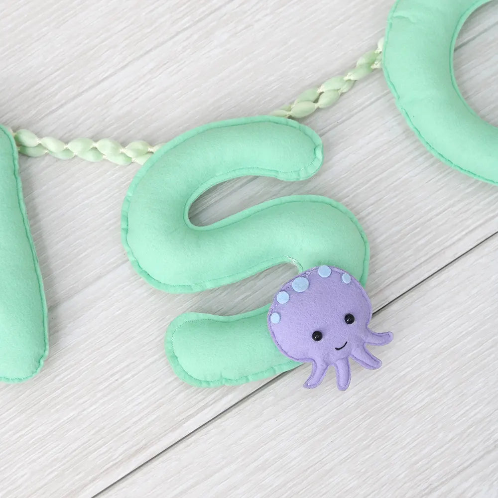 Underwater Cyan Name Bunting