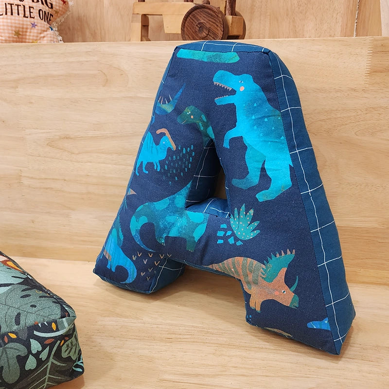 Blue Dino Alphabet Cushion