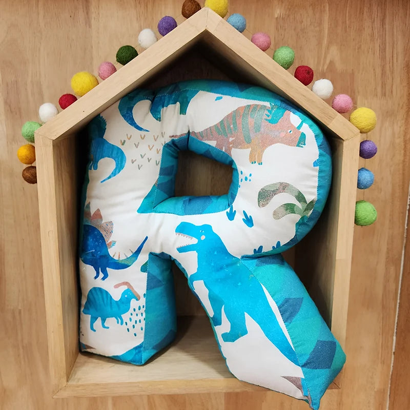 White Dino Alphabet Cushion