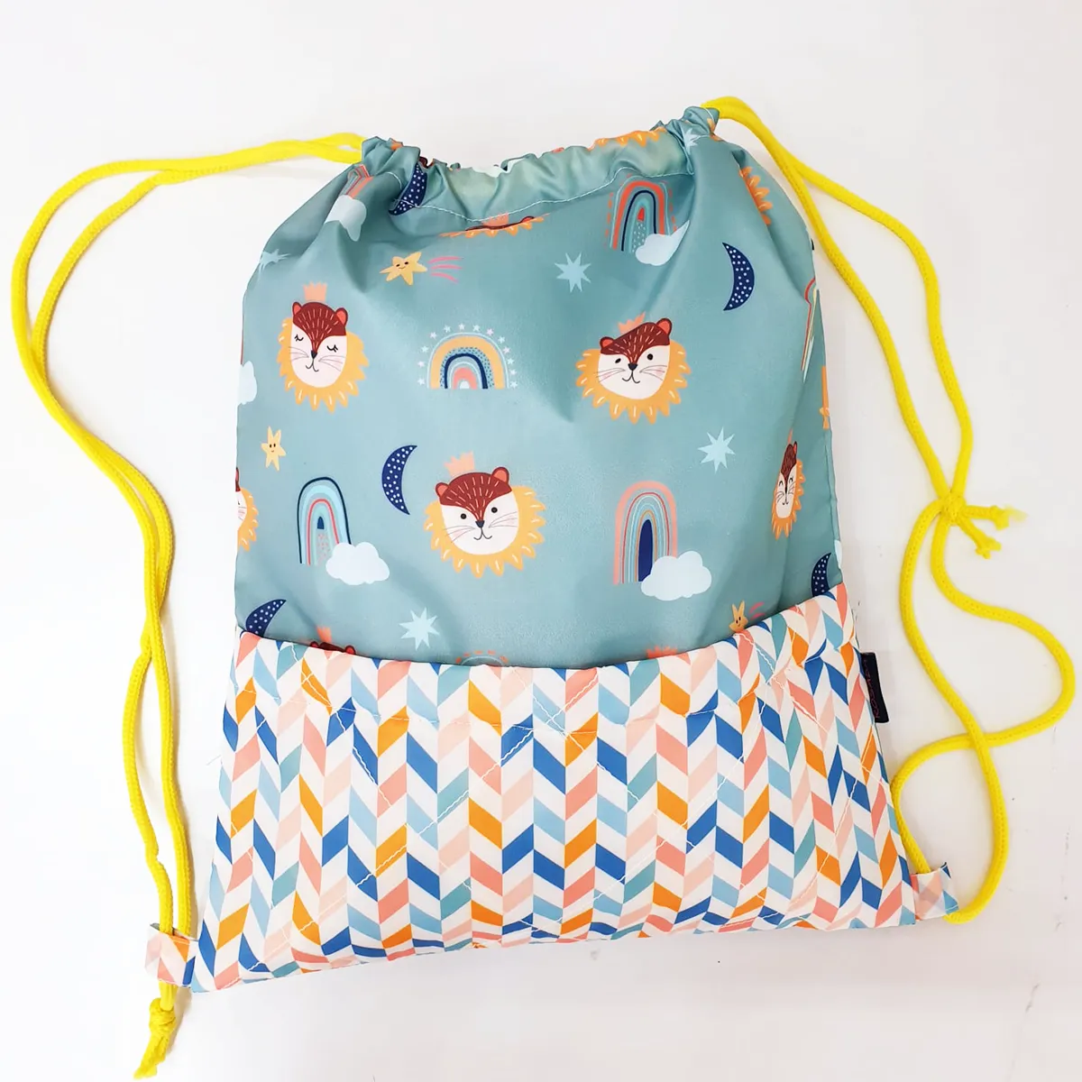 Fancy Lion Drawstring Bag - Front View