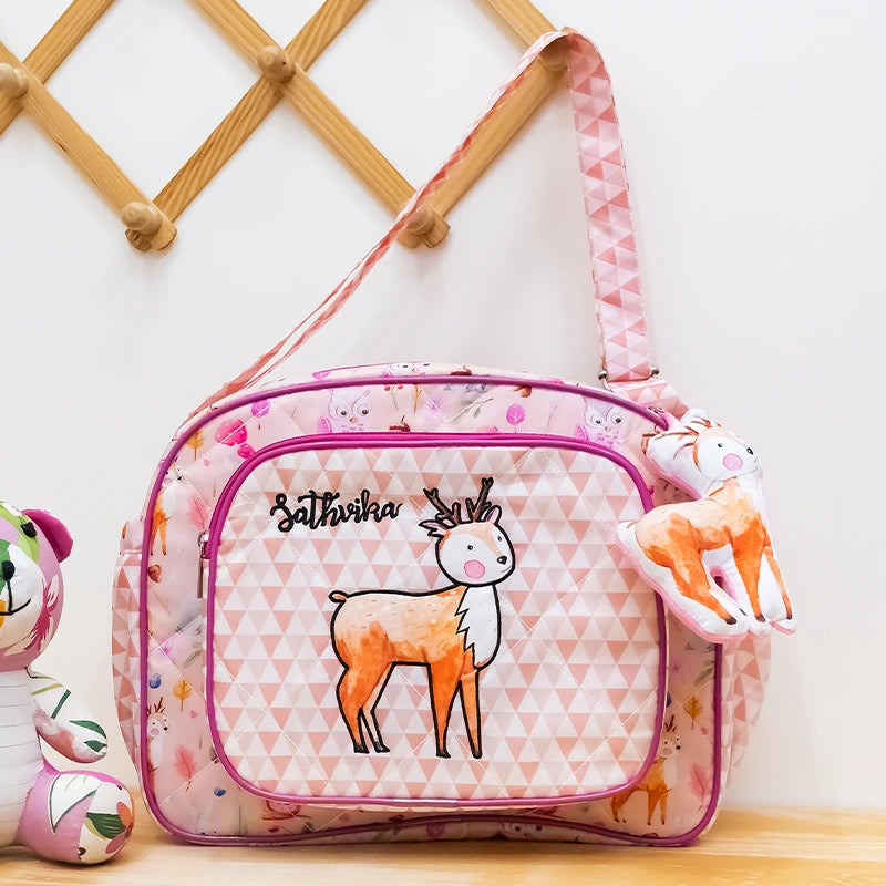 Forest Deer Baby Diaper Bag - Front View