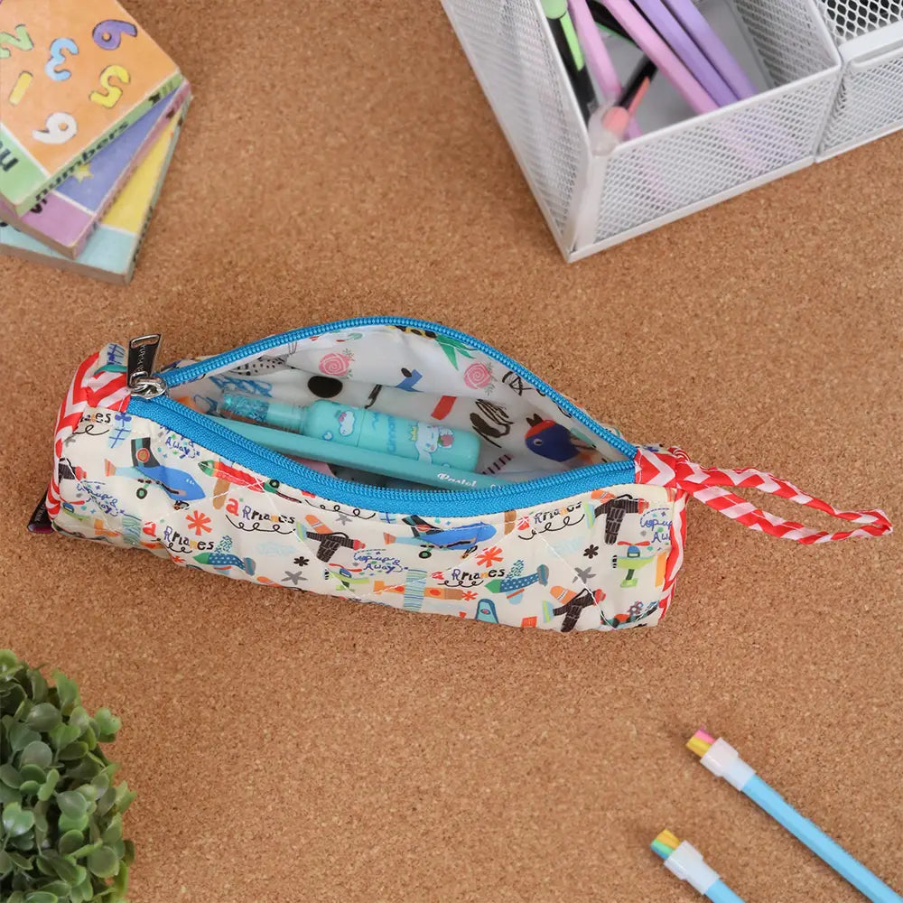 Round Pencil Pouch - Aeroplane