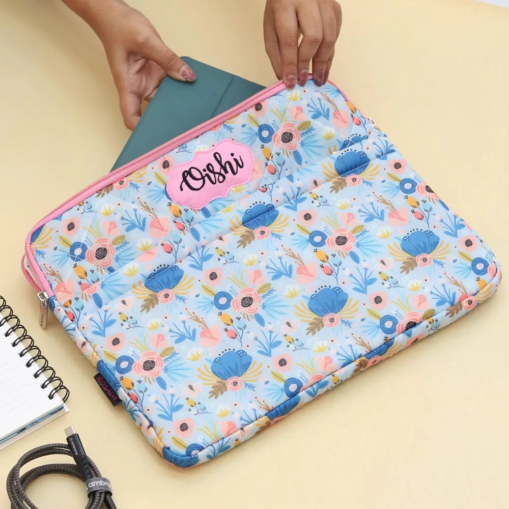 Blue Floral Laptop Sleeve