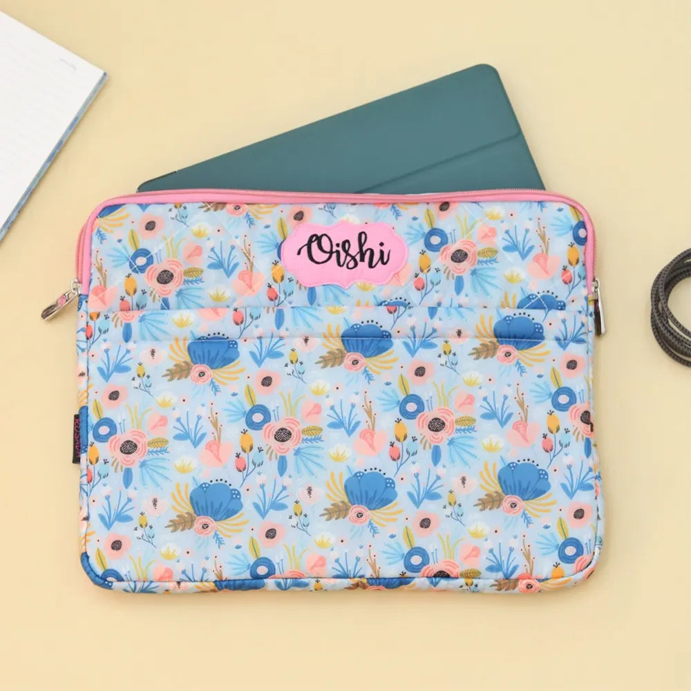 Blue Floral Laptop Sleeve