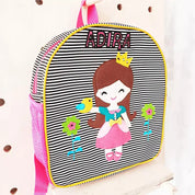 Princess Stripes Black White Backpack - Site View