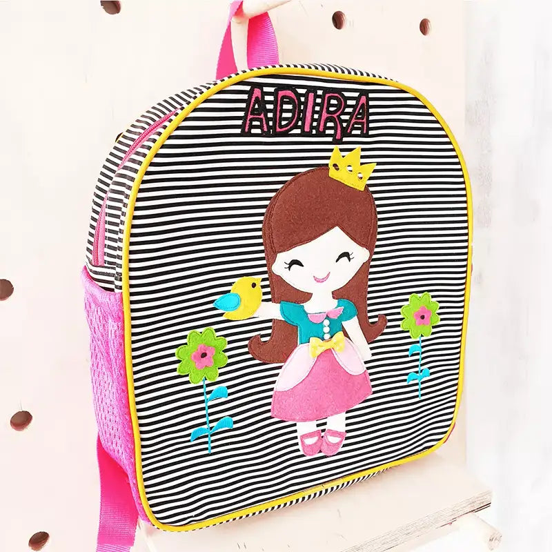 Princess Stripes Black White Backpack - Site View