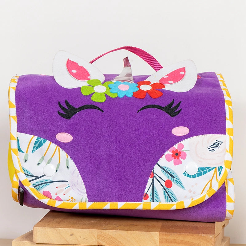 Purple Unicorn Pouch Set Tote Bag - Front View