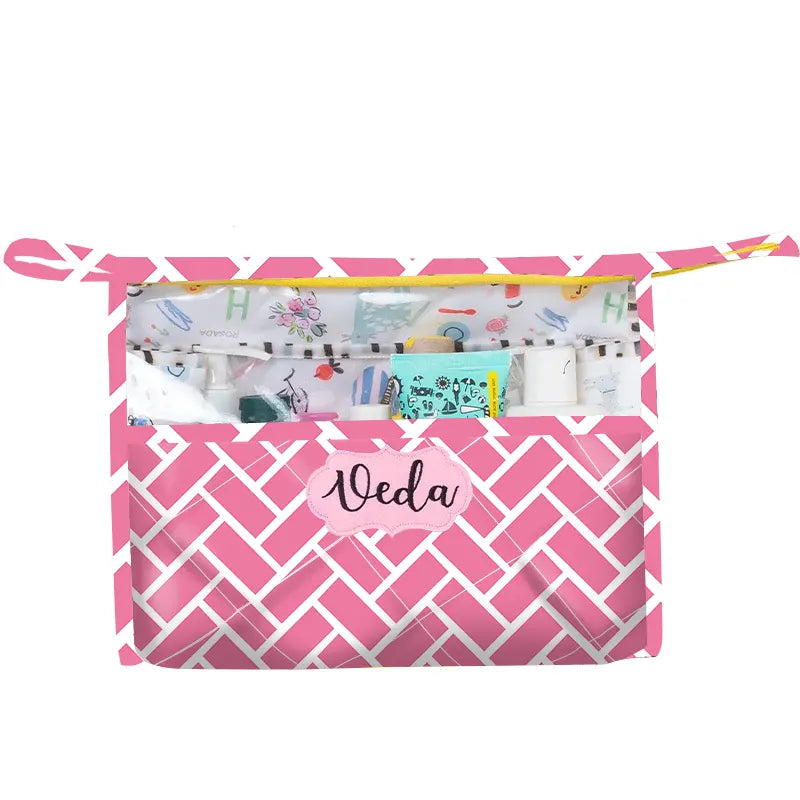 See Thru Toiletries Kit - Pink Bricks