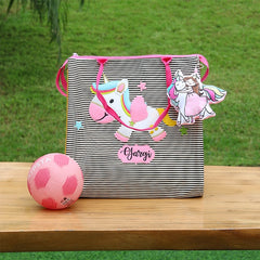 Stripes Unicorn Tote Bag