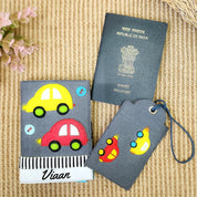 Two Cars Felt Passport Cover & Luggage Tag