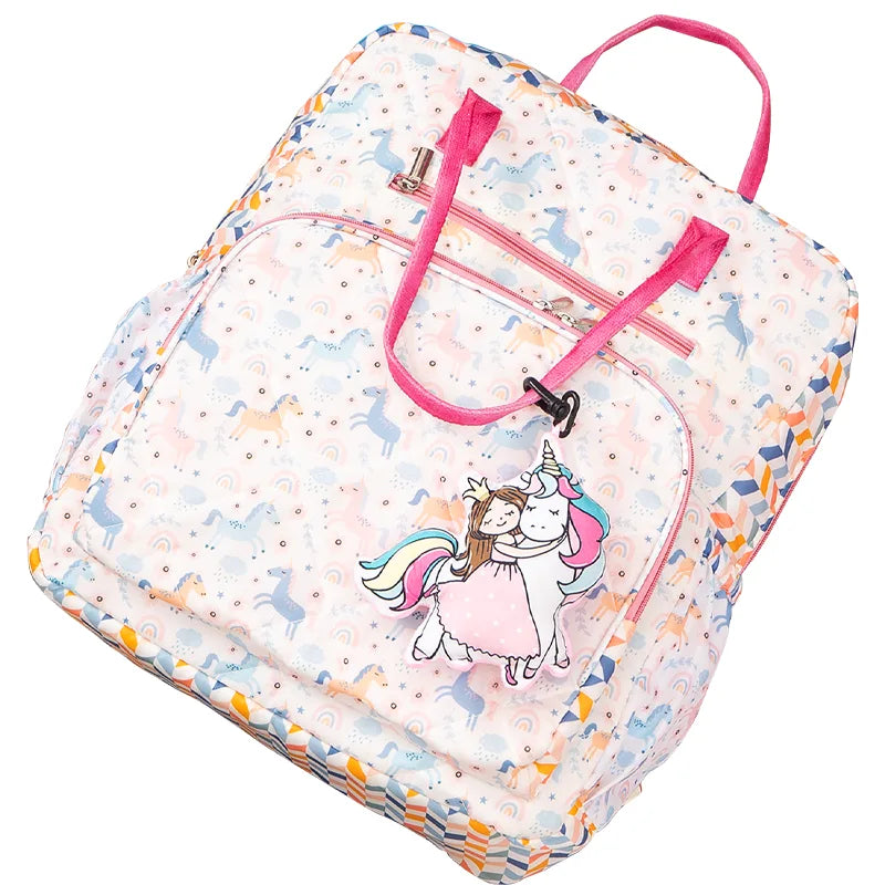 Unicorn Diaper Backpack - Close-up of Unicorn Logo on Baby Diaper Backpack 2